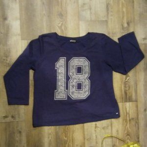 self esteem navy blue sweater with lace pattern 18
